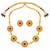 gold-plated multicolour stone necklace set with stud earrings