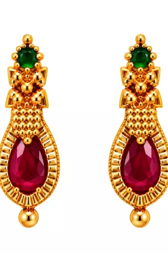 gold-plated stone necklace set with earrings