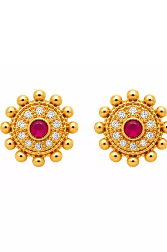 gold-plated multicolour stone necklace set with stud earrings