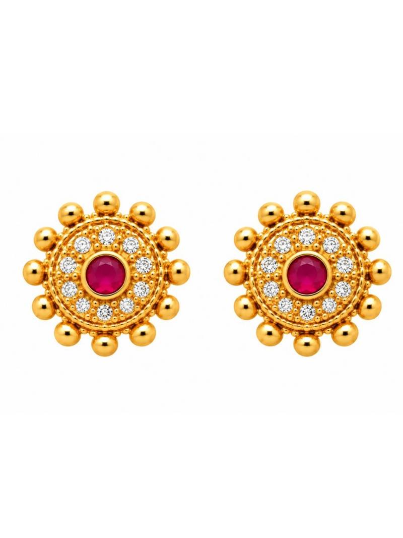 gold-plated multicolour stone necklace set with stud earrings