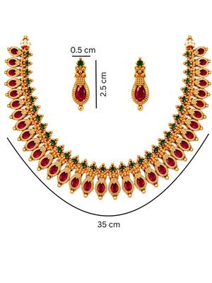 gold-plated stone necklace set with earrings 5