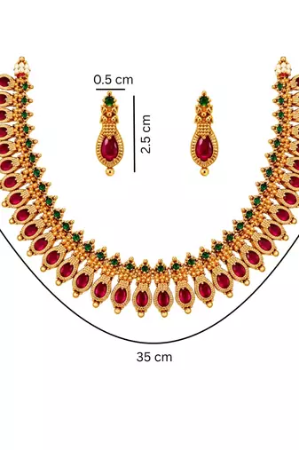 gold-plated stone necklace set with earrings