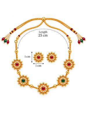 gold-plated multicolour stone necklace set with stud earrings 5