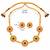 gold-plated multicolour stone necklace set with stud earrings