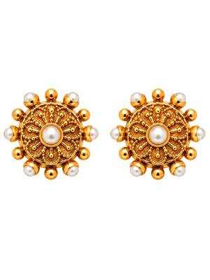 gold-plated pearl floral necklace set with stud earrings 4