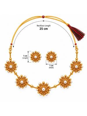 gold-plated pearl floral necklace set with stud earrings 5