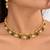 gold-plated copper green and white kundan necklace set with drop earrings