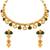 gold-plated copper green and white kundan necklace set with drop earrings