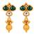 gold-plated copper green and white kundan necklace set with drop earrings