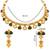gold-plated copper green and white kundan necklace set with drop earrings
