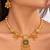 gold-plated copper multicolour pendant necklace set with ghungroo earrings