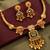 gold-plated copper multicolour pendant necklace set with ghungroo earrings