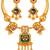 gold-plated copper multicolour pendant necklace set with ghungroo earrings