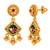 gold-plated copper multicolour pendant necklace set with ghungroo earrings