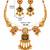 gold-plated copper multicolour pendant necklace set with ghungroo earrings