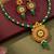 gold-plated copper green bead necklace set with statement pendant