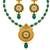 gold-plated copper green bead necklace set with statement pendant