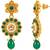 gold-plated copper green bead necklace set with statement pendant