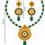 gold-plated copper green bead necklace set with statement pendant