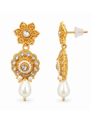 gold-plated copper pearl bead necklace set with statement pendant 4