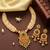 gold-plated copper pearl layered necklace set with green stone pendant