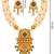 gold-plated copper pearl layered necklace set with green stone pendant