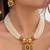 gold-plated copper multi-pearl necklace set with stone pendant