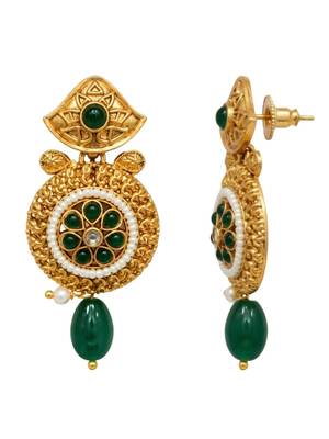 gold-plated copper multi-pearl necklace set with stone pendant 4
