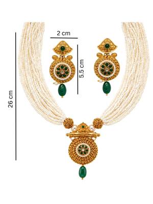 gold-plated copper multi-pearl necklace set with stone pendant 5