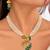 gold-plated copper pearl layered peacock pendant necklace set