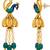 gold-plated copper pearl layered peacock pendant necklace set