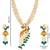 gold-plated copper pearl layered peacock pendant necklace set