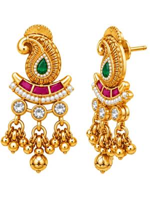 gold-plated copper multicolour kundan choker necklace set 4