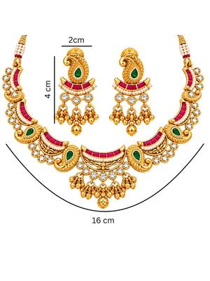 gold-plated copper multicolour kundan choker necklace set 5