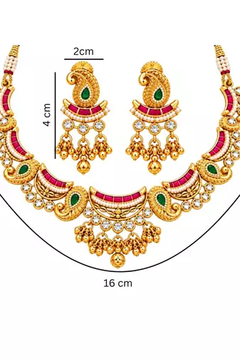 gold-plated copper multicolour kundan choker necklace set