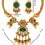 gold-plated copper multicolour temple necklace set with ghungroo pendant