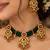 gold-plated copper green bead kundan bridal necklace set