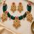 gold-plated copper green bead kundan bridal necklace set