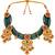 gold-plated copper green bead kundan bridal necklace set