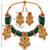 gold-plated copper green bead kundan bridal necklace set