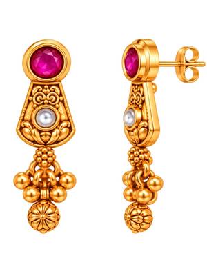 gold-plated copper multicolour stone choker necklace set 4