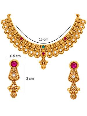 gold-plated copper multicolour stone choker necklace set 5
