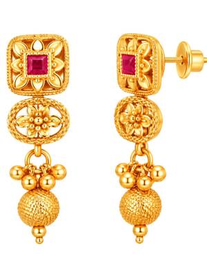gold-plated copper multicolour floral necklace set with drop earrings 4