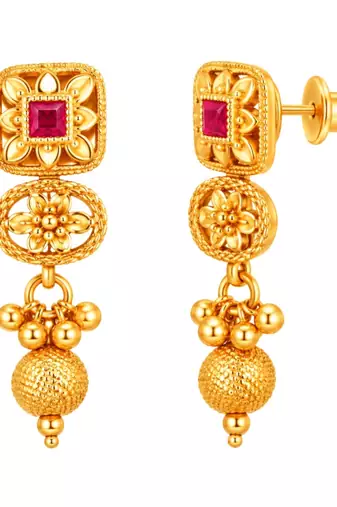 gold-plated copper multicolour floral necklace set with drop earrings