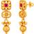 gold-plated copper multicolour floral necklace set with drop earrings