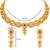gold-plated copper multicolour floral necklace set with drop earrings