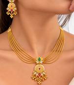 gold-plated copper multicolour layered necklace set