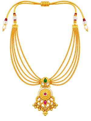 gold-plated copper multicolour layered necklace set 3