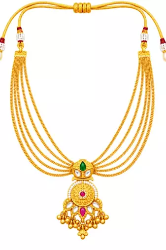 gold-plated copper multicolour layered necklace set