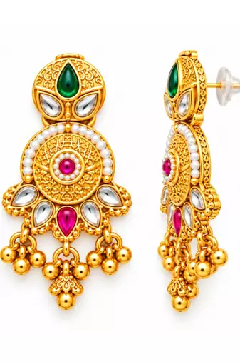 gold-plated copper multicolour layered necklace set